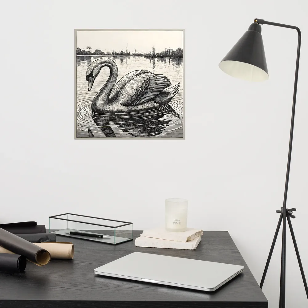 Etched Swan 
 Poster | 16″x 16″