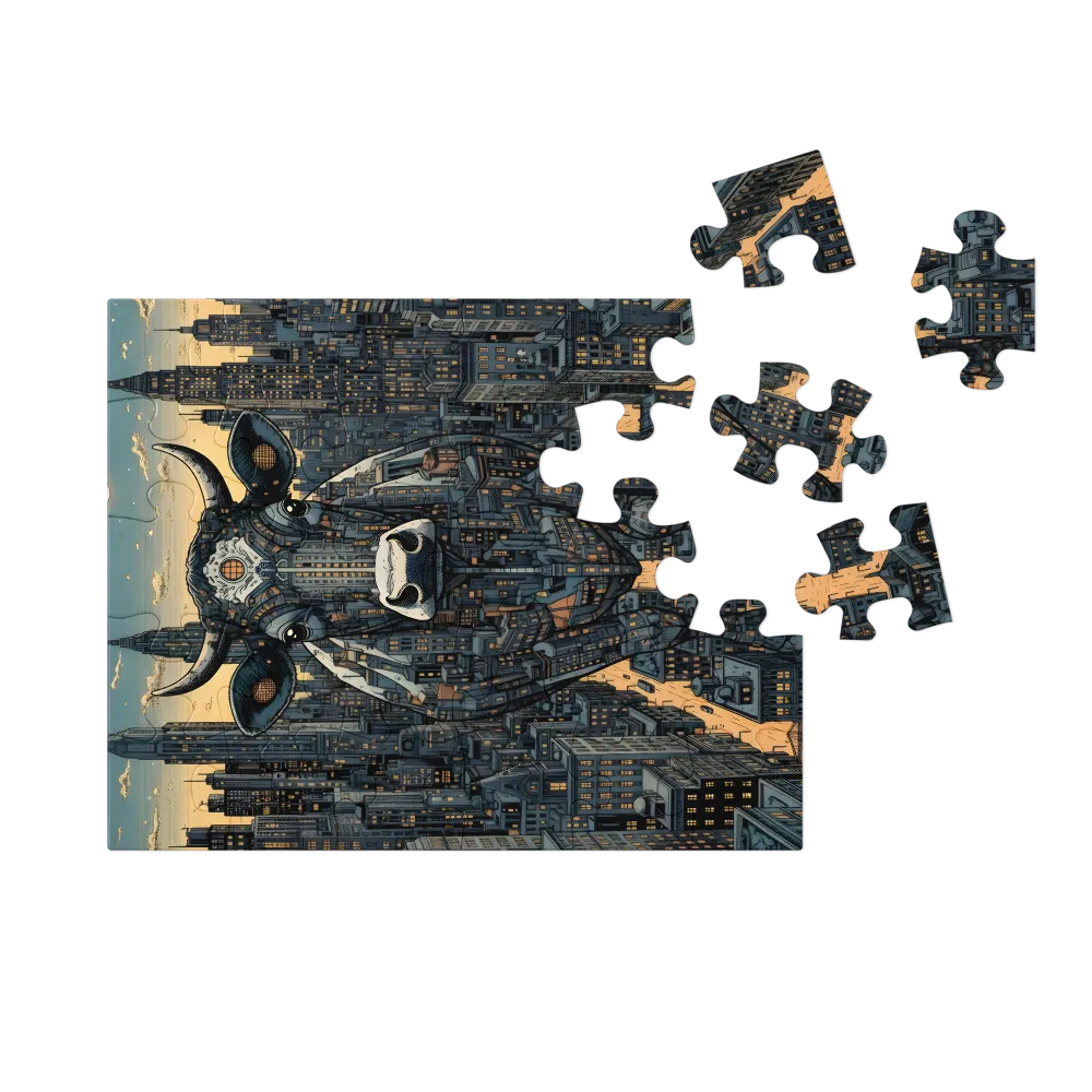 Metropolis Cow 
 Jigsaw Puzzle in Tin Box