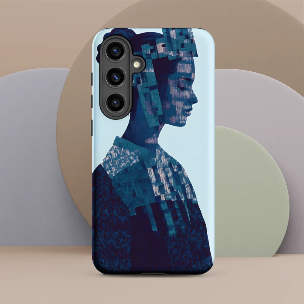 Digital Portrait in Abstract Blue | Phone Case |  S24 Plus | Tough Case | Matte