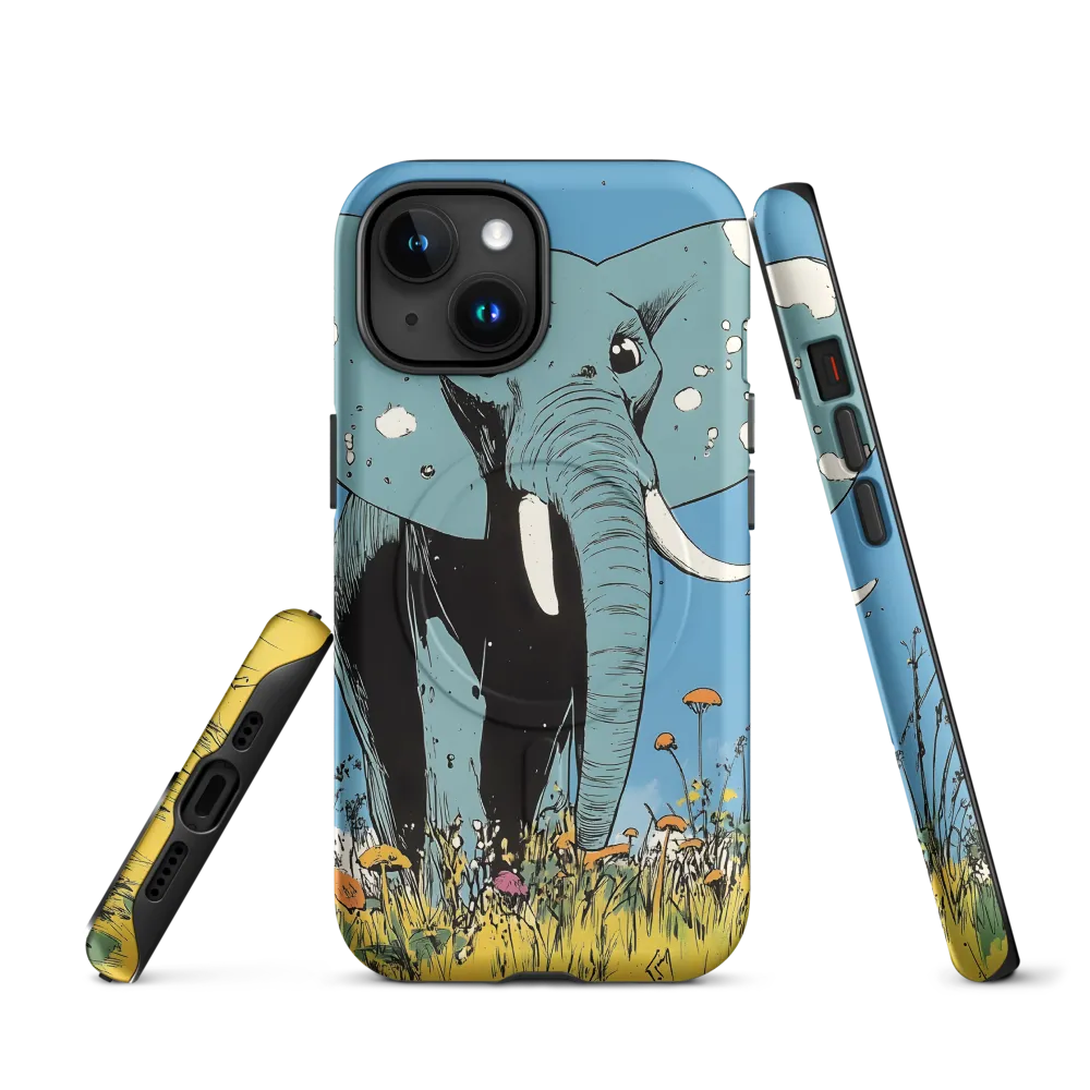 Whimsical Blue Elephant in Bloom