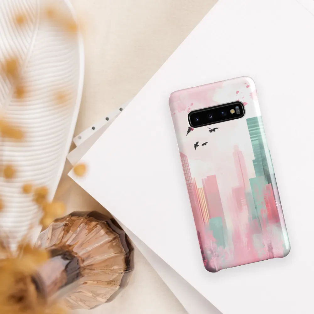 Dreamy Cityscape in Pink and Cyan