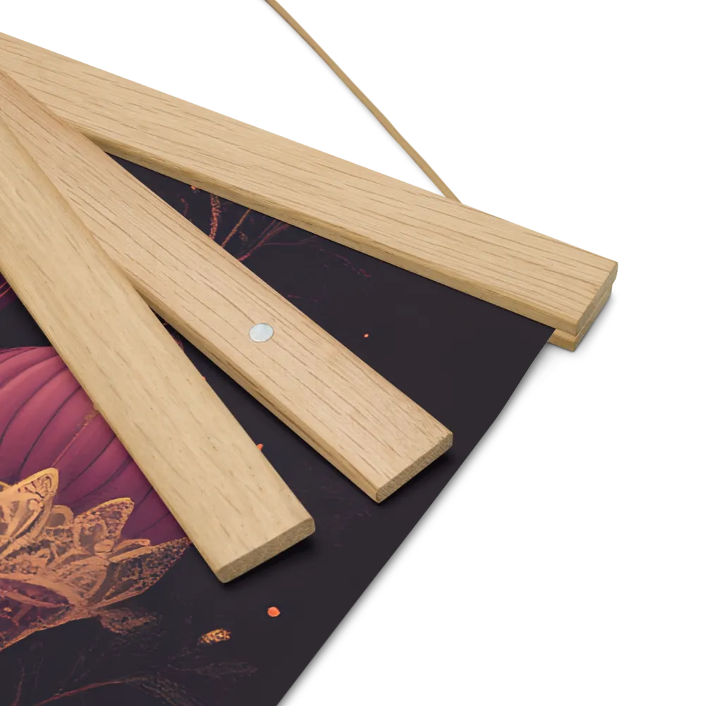Ornate Harmony: A Digital Floral Architecture | Poster With Oak Wood Hanger | 16″×16″