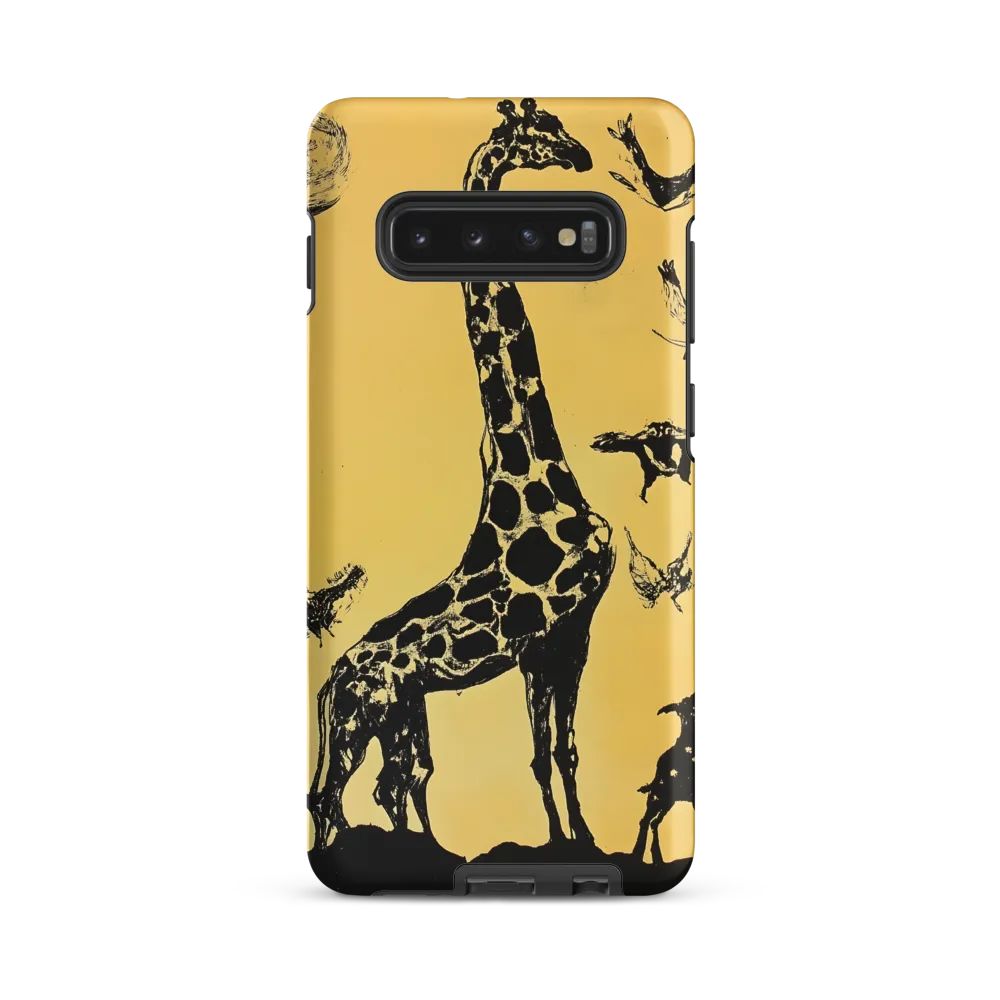 Whimsical Harmony of Giraffe and Birds