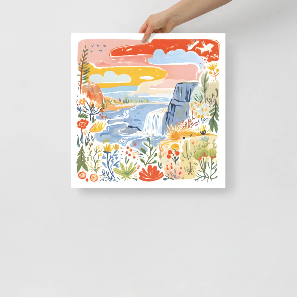 Wildflower Waterfall 
 Poster | 18″x 18″