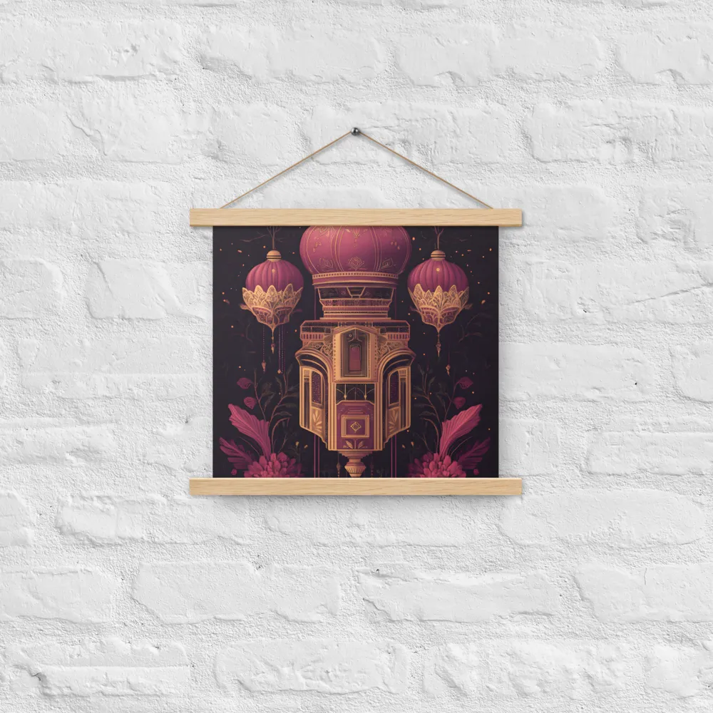Ornate Harmony: A Digital Floral Architecture | Poster With Oak Wood Hanger | 14″×14″