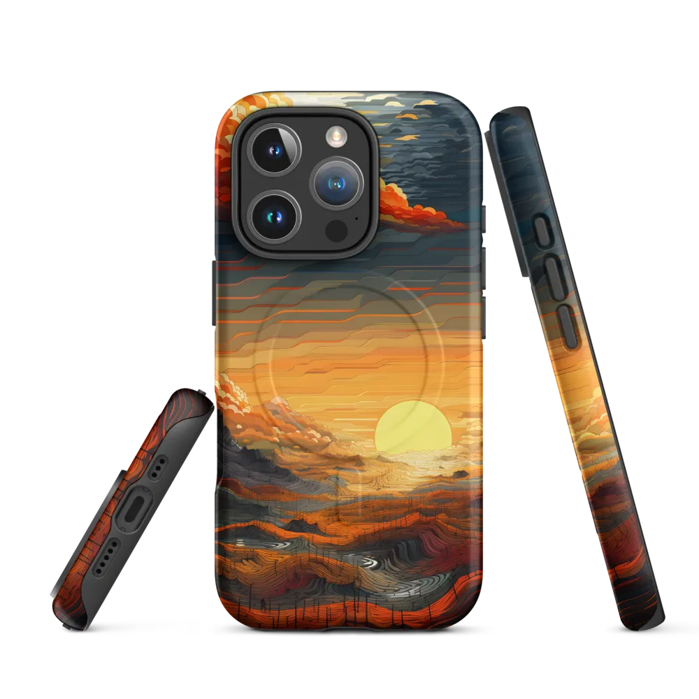 Ethereal Sunset: A Serene Landscape in Flowing Forms | Phone Case |  16 Pro | MagSafe® Tough Case | Matte