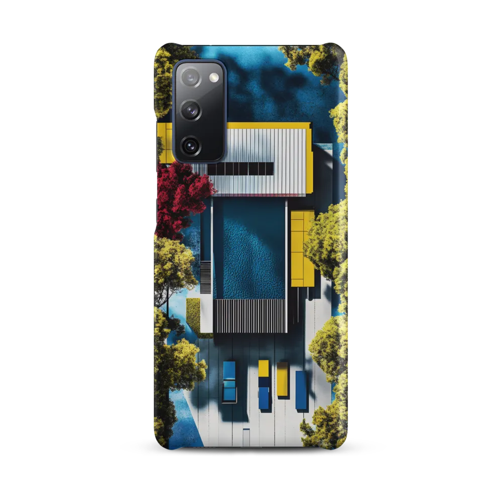 Pool House — Aerial Study in Cyan and Yellow