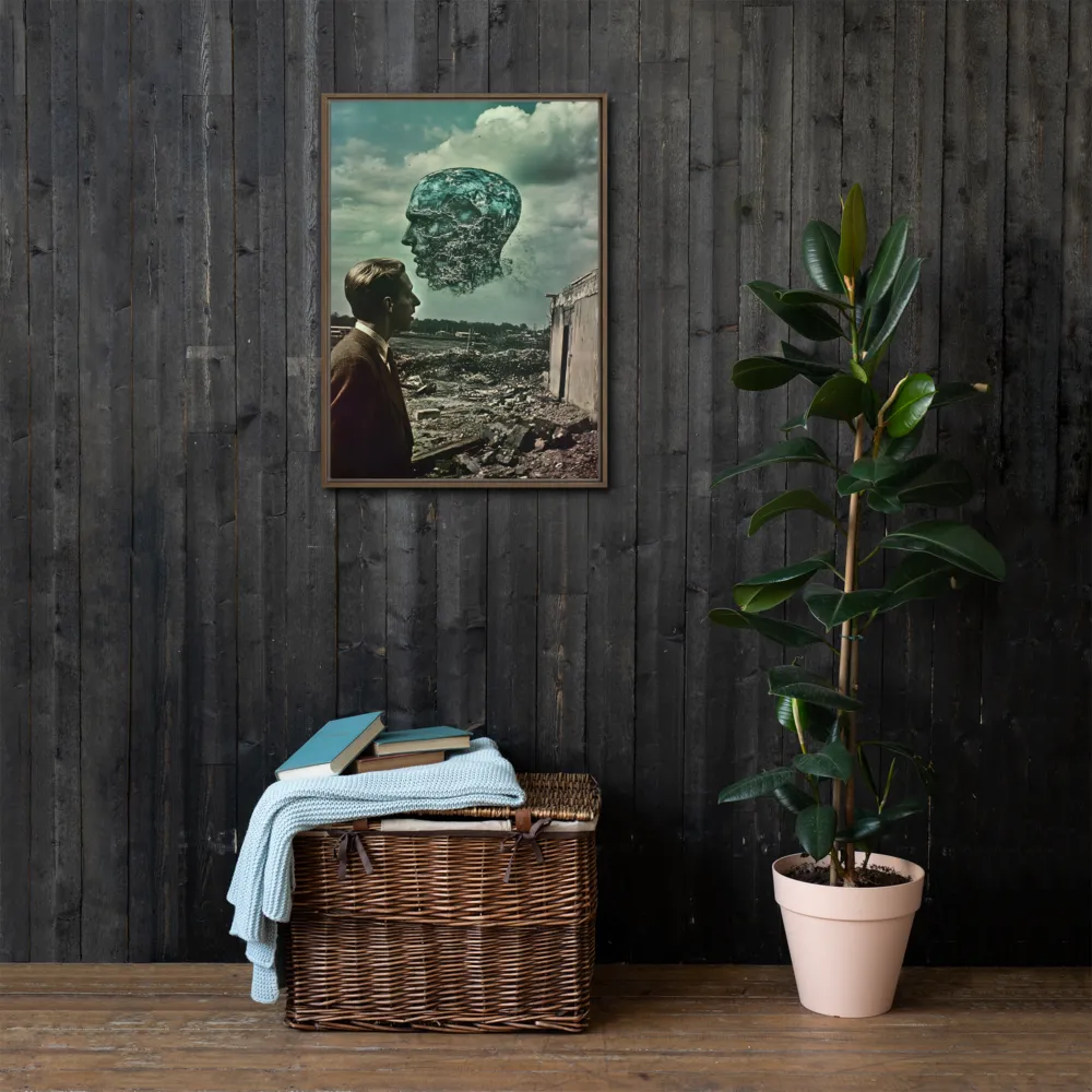 Ethereal Reflections: Identity in a Fragmented World | Canvas with Brown Frame | 20″×28″
