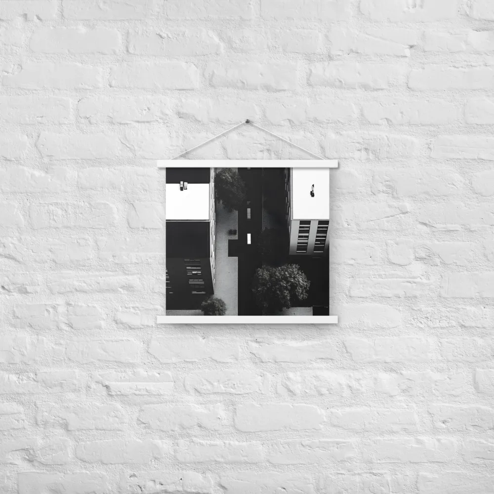 Urban Serenity from Above | Poster With White Wood Hanger | 18″×18″