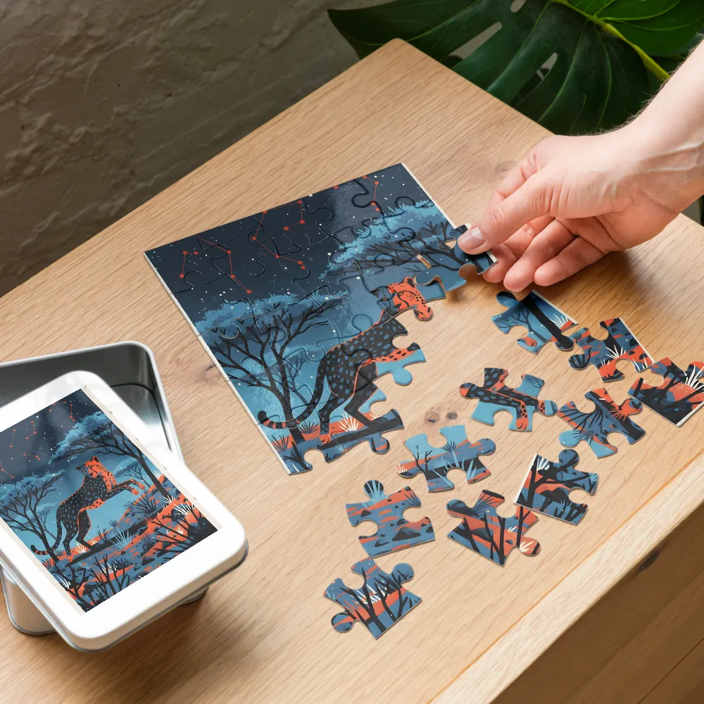 Constellation Cheetah 
 Jigsaw Puzzle in Tin Box