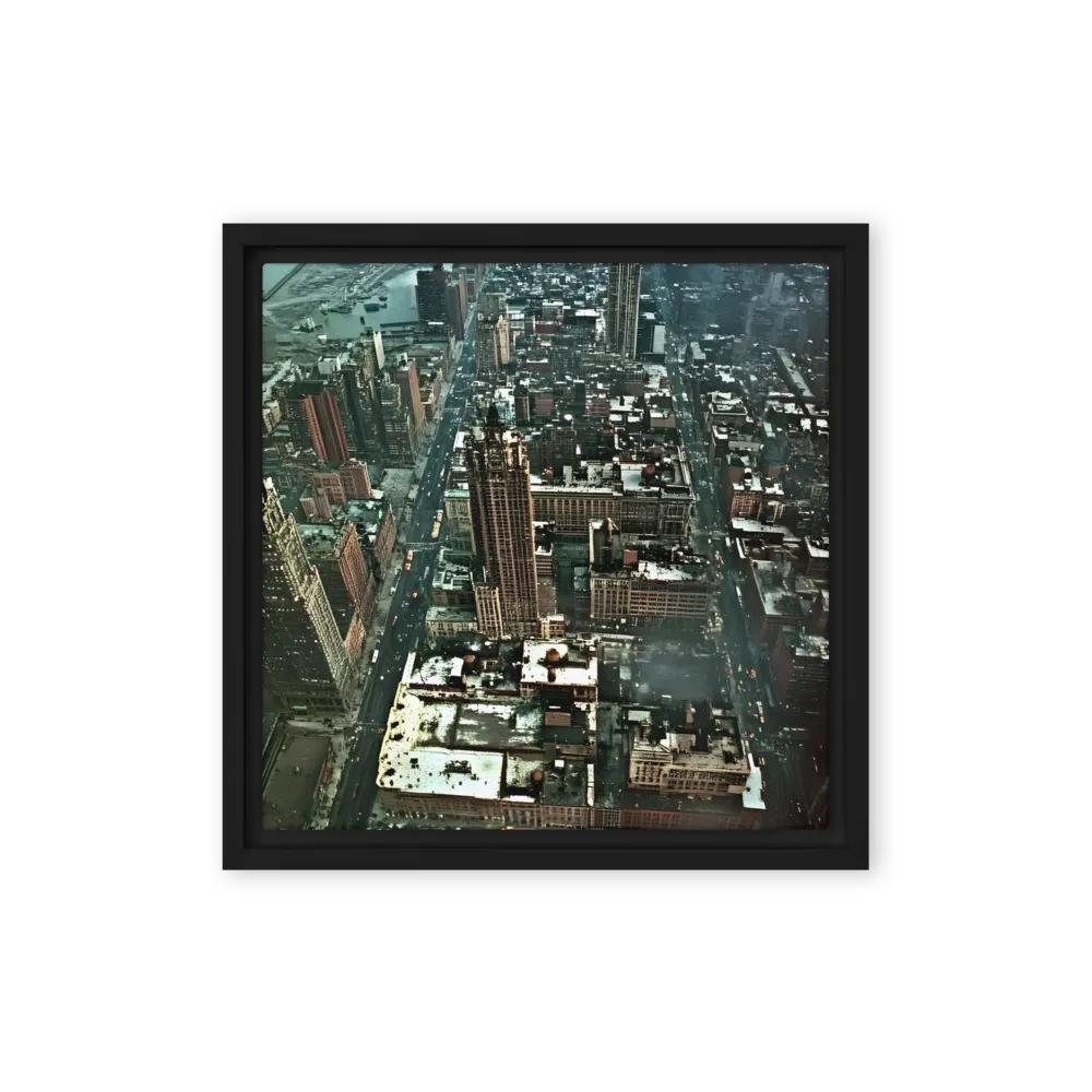 Aerial Symphony of Urban Life | Canvas with Black Frame | 12″×12″