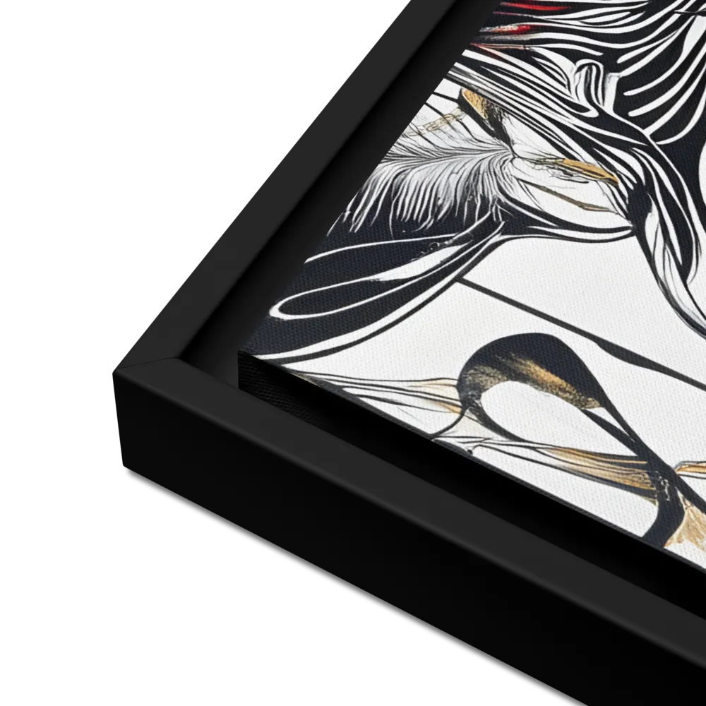 Floral Elegance: The Giraffe's Portrait | Canvas with Black Frame | 18″×24″