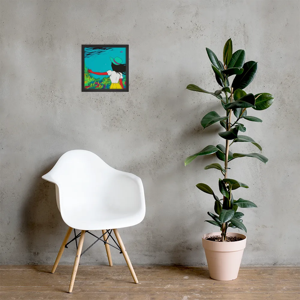 Whimsical Encounter | Poster with Black Frame | 12″×12″
