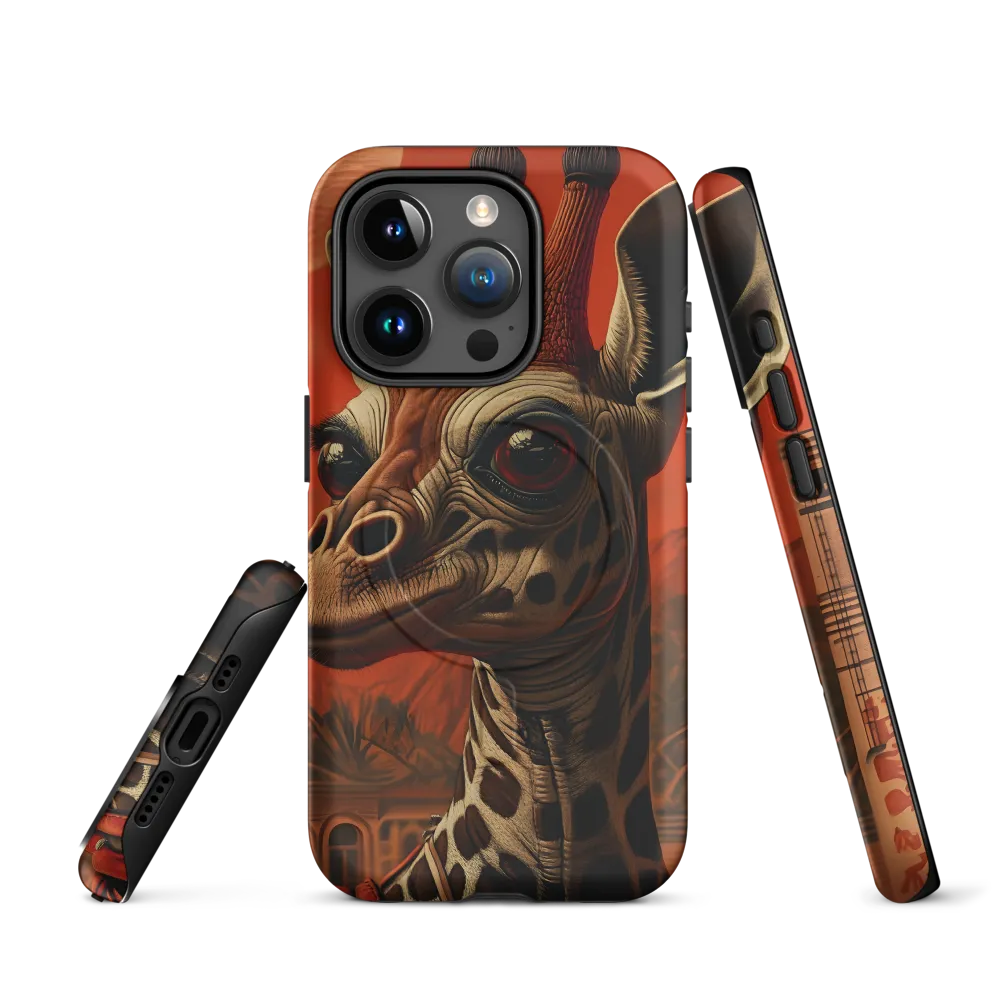 Whimsical Giraffe in an Orange Dreamscape