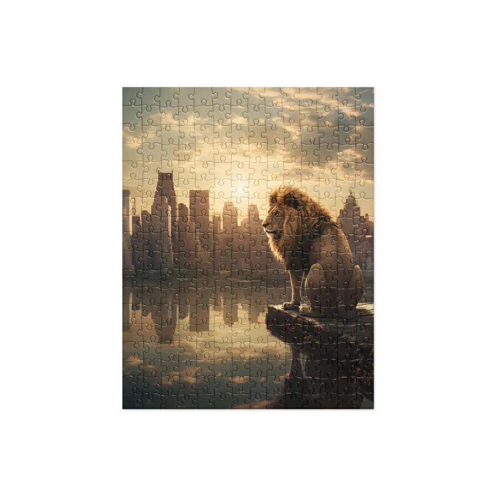 The Lion's Gaze Over the Urban Symphony | Jigsaw Puzzle | 252 pieces