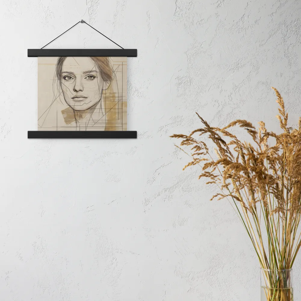 Geometric Elegance: A Modern Portrait | Poster With Black Wood Hanger | 10″×10″