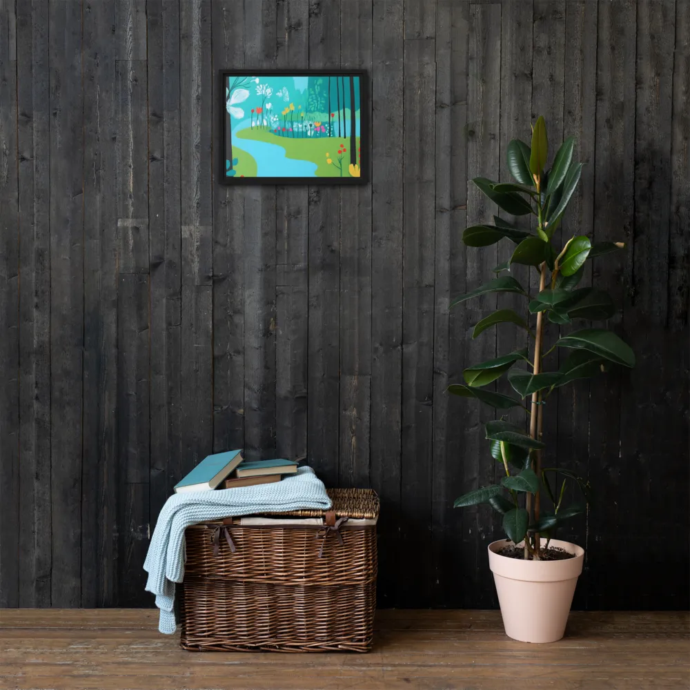 Whispers of Spring: A Colorful Retreat | Canvas with Black Frame | 12″×16″