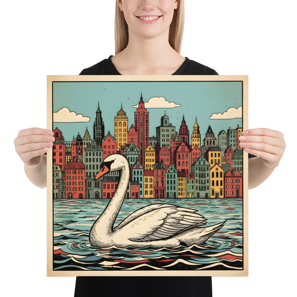 Swan in the City 
 Poster | 18″x 18″