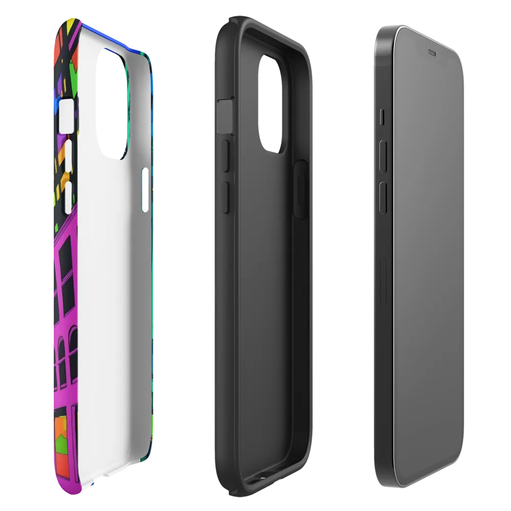 Neon Dreamscape: A Futuristic City at Dusk | Phone Case |  12 Pro Max | Tough Case | Matte