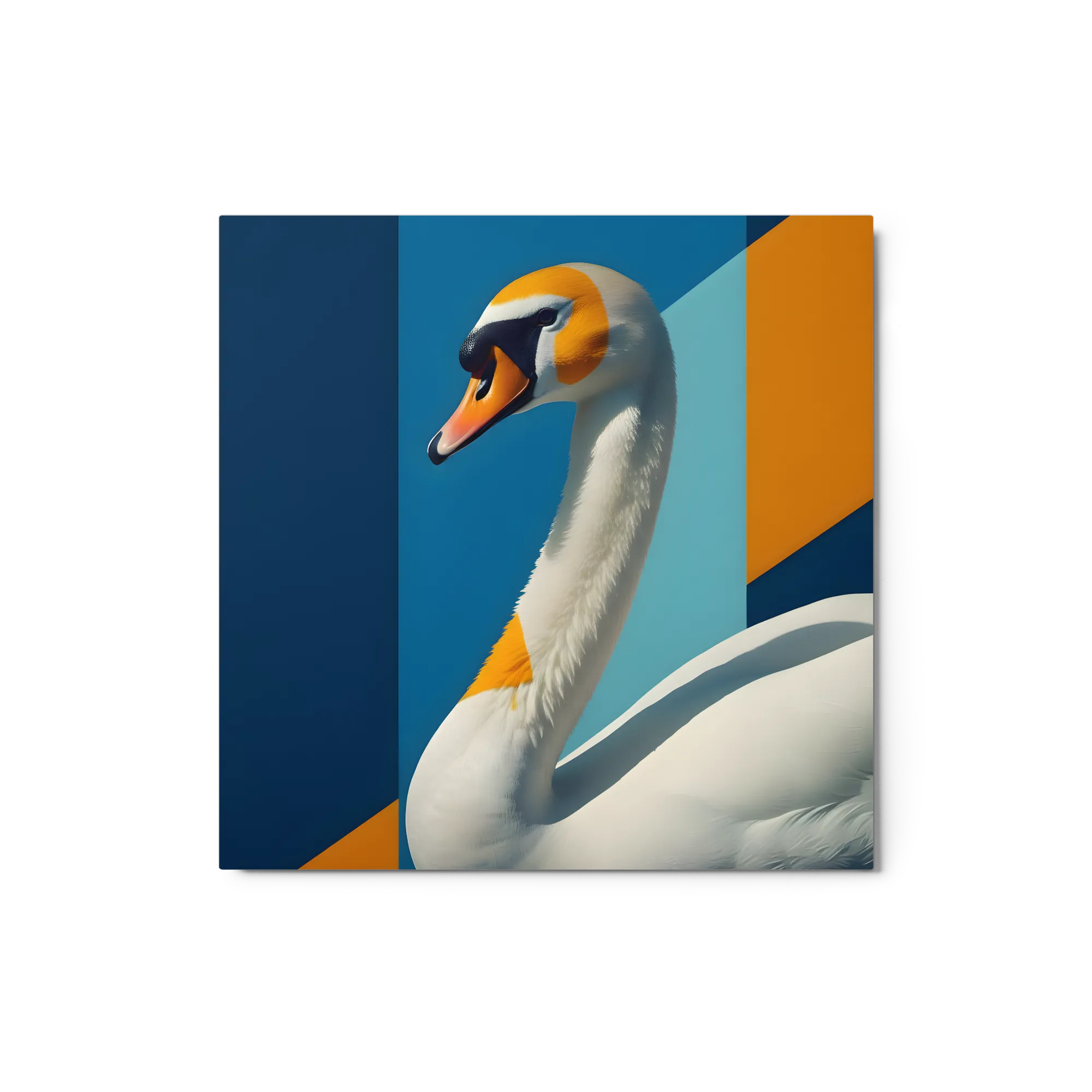 Geometric Swan 
 Metal Print | 12″x 12″