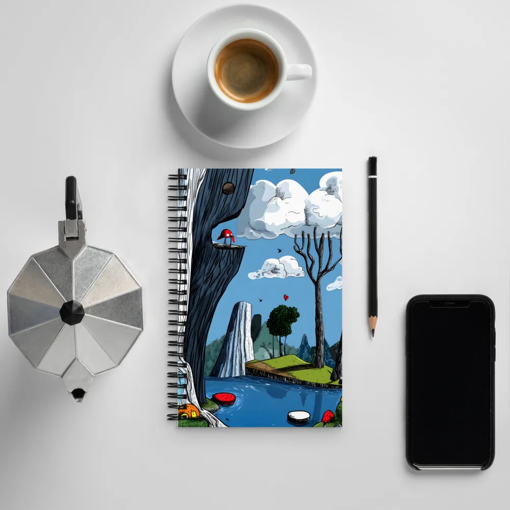 Whimsical Cliffside Reflections | Spiral Notebook