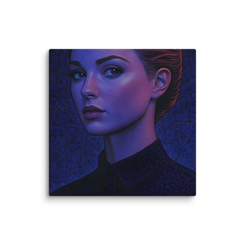 Ethereal Portrait in Blue and Red | Canvas | 14″×14″