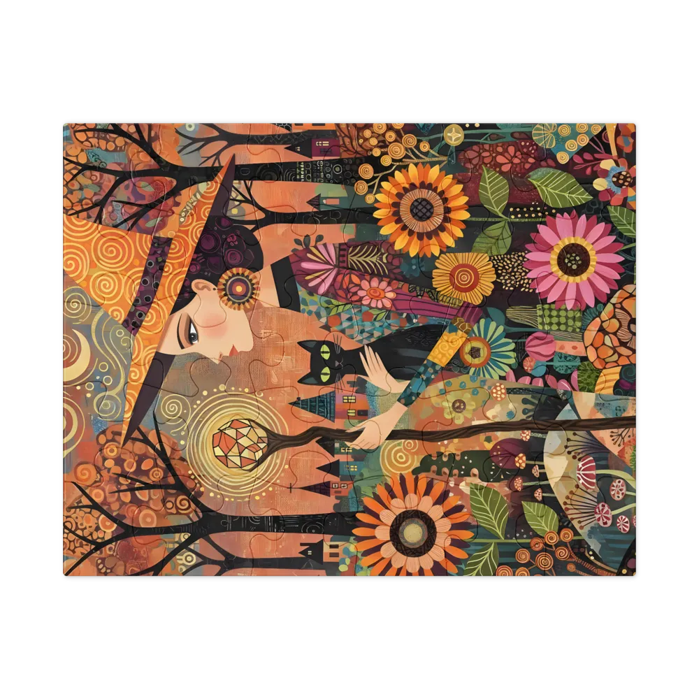Sunflower Witch 
 Jigsaw Puzzle in Tin Box