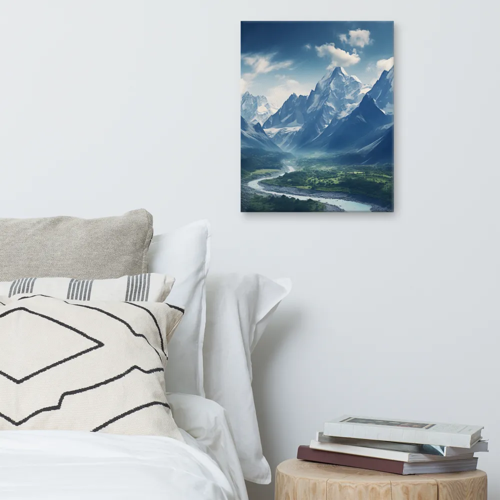 Majestic Serenity: A Landscape of Mountains and Rivers | Canvas | 16″×20″