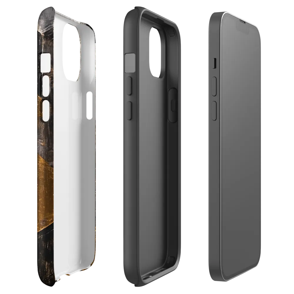 Geometric Harmony in Gold and Black | Phone Case |  14 Plus | Tough Case | Glossy