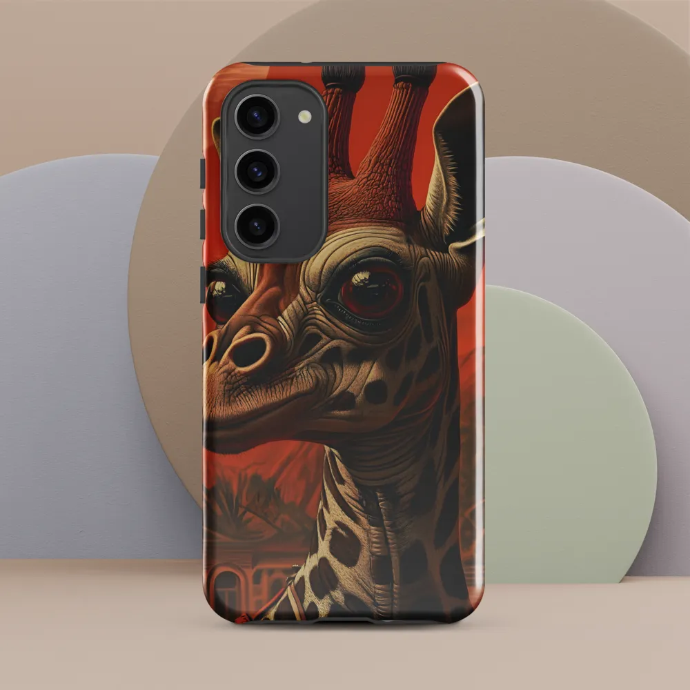 Whimsical Giraffe in an Orange Dreamscape