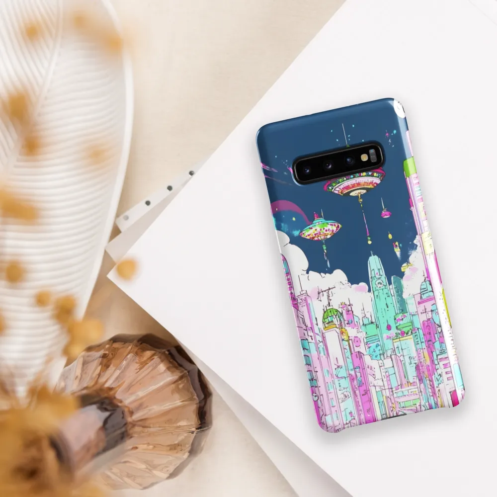 Futuristic Cityscape with Floating Structures | Phone Case |  S10 Plus | Snap Case | Glossy