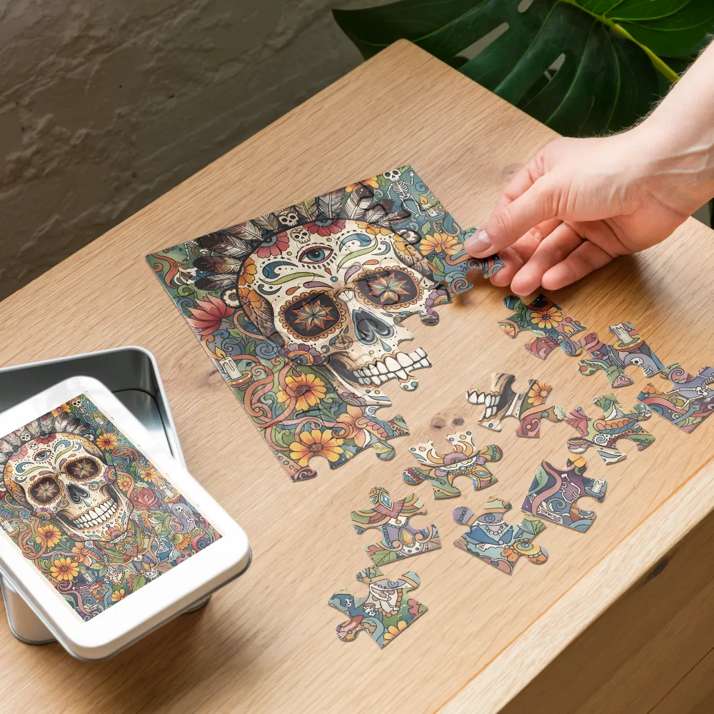 Sugar Skull Portrait 
 Jigsaw Puzzle in Tin Box