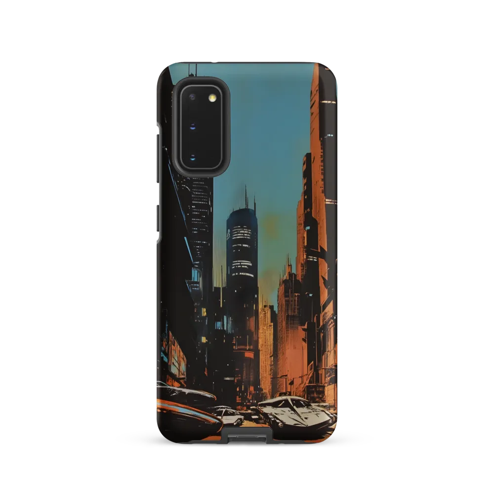 Futuristic Cityscape in Blue and Orange