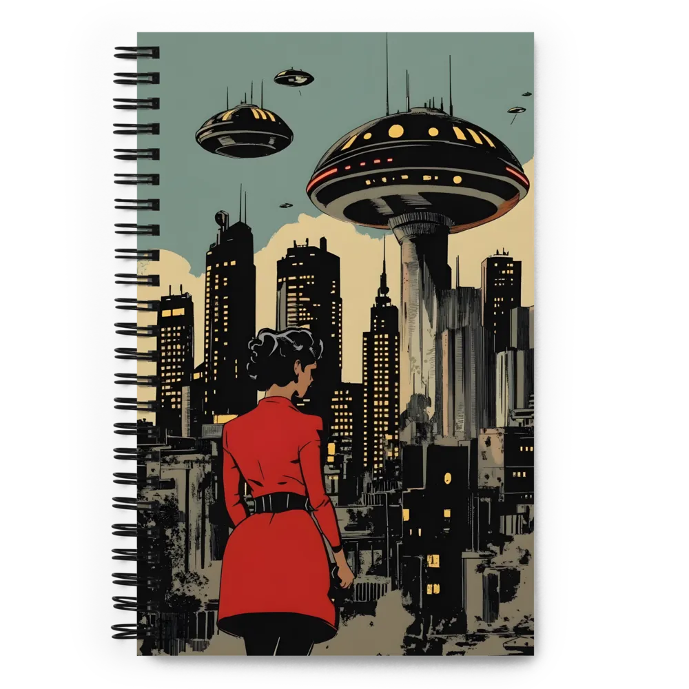 Envisioning Tomorrow: A Retro Futuristic Landscape | Spiral Notebook