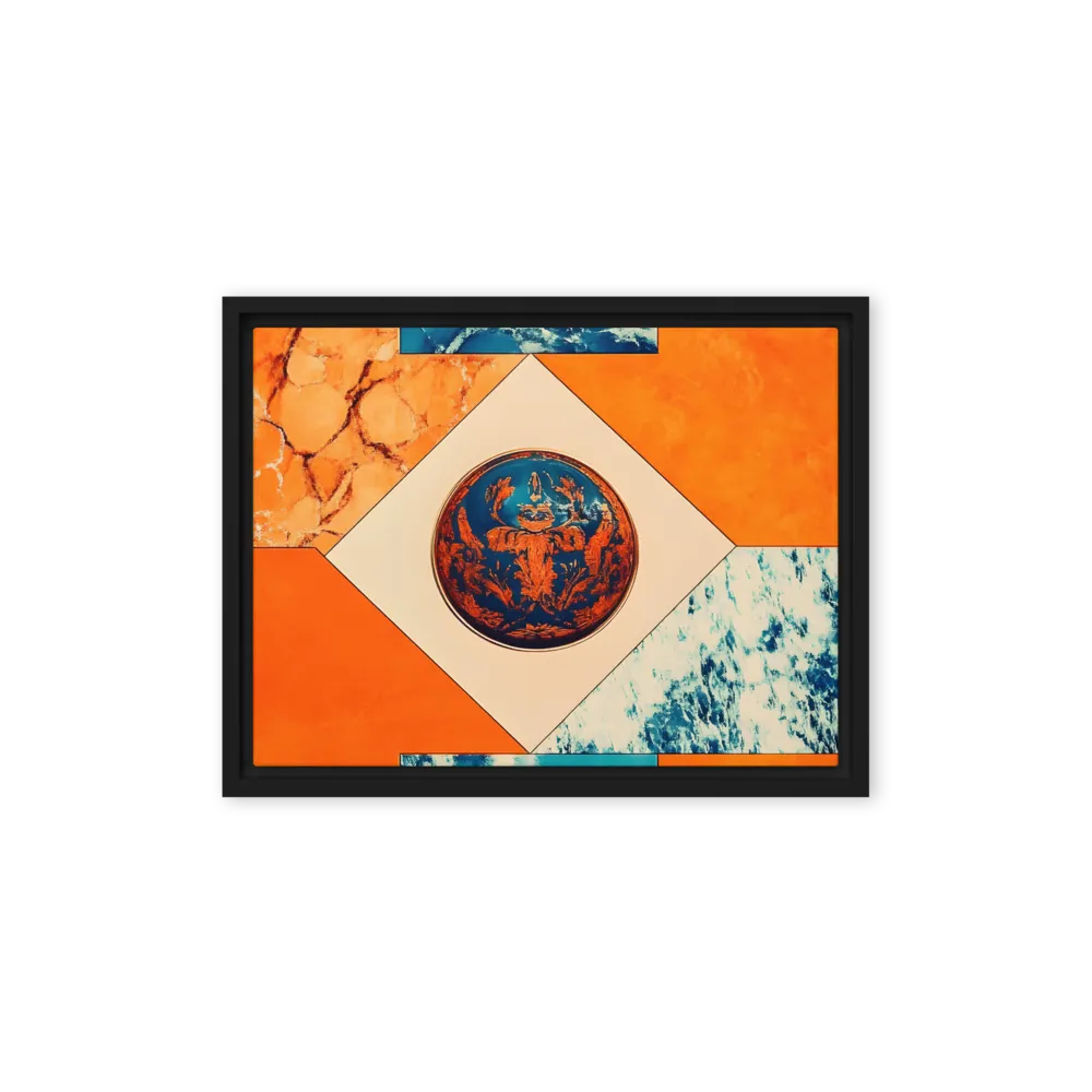 Harmonious Encounters: Abstract Geometry | Canvas with Black Frame | 12″×16″