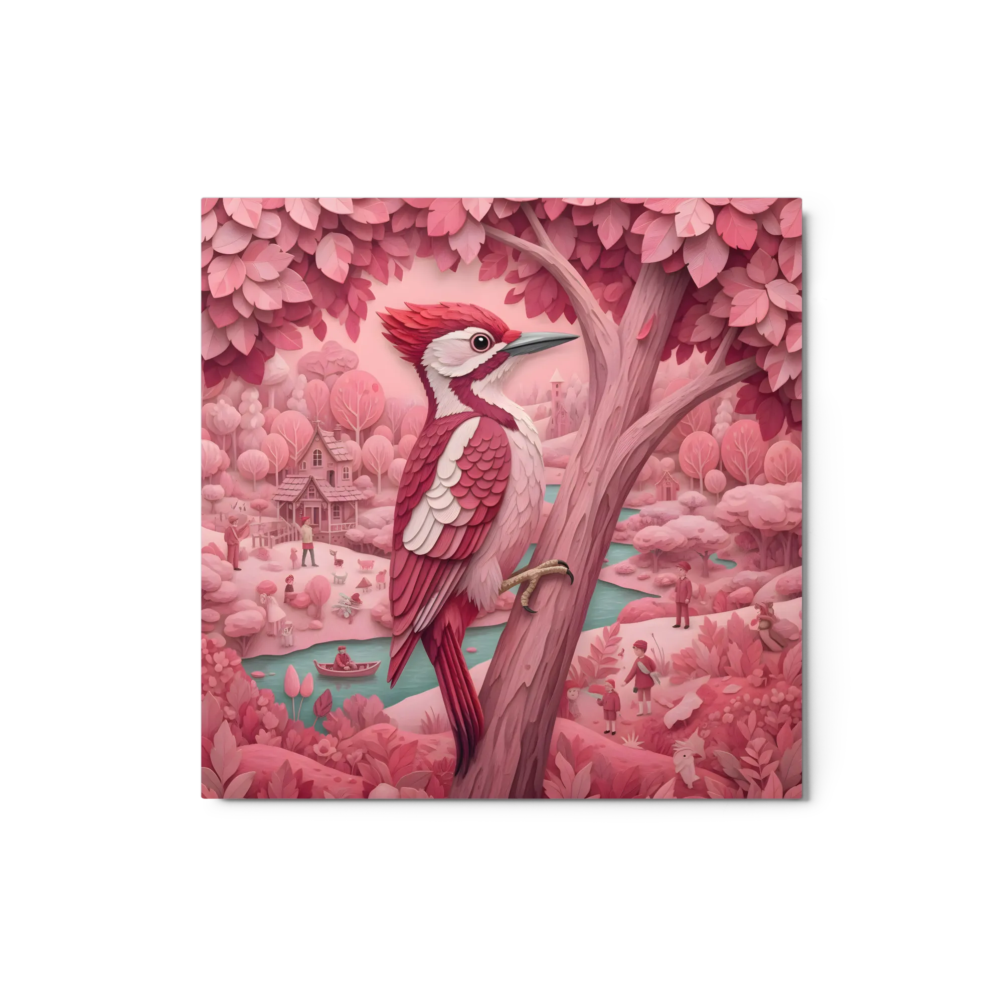 Rosewood Woodpecker 
 Metal Print | 12″x 12″
