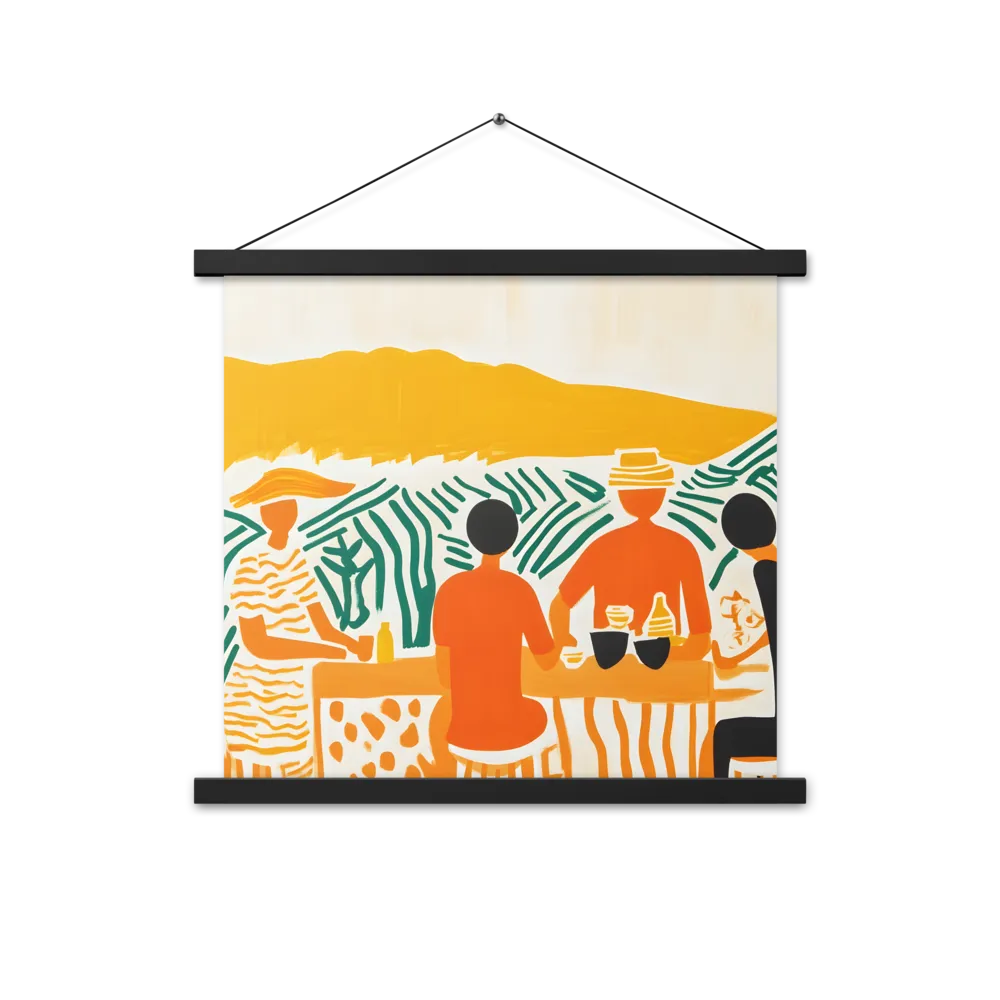 Summer Vibes: Café Conversations | Poster With Black Wood Hanger | 18″×18″