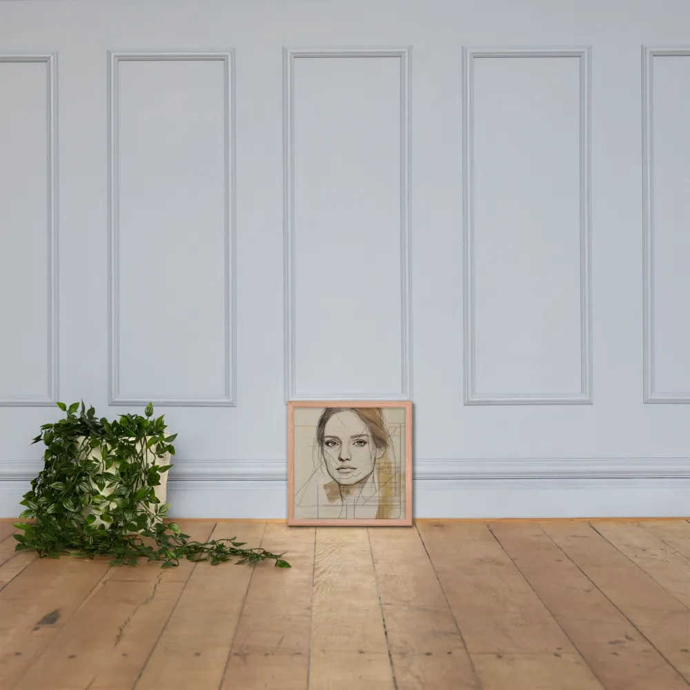 Geometric Elegance: A Modern Portrait | Poster with Red oak Frame | 14″×14″