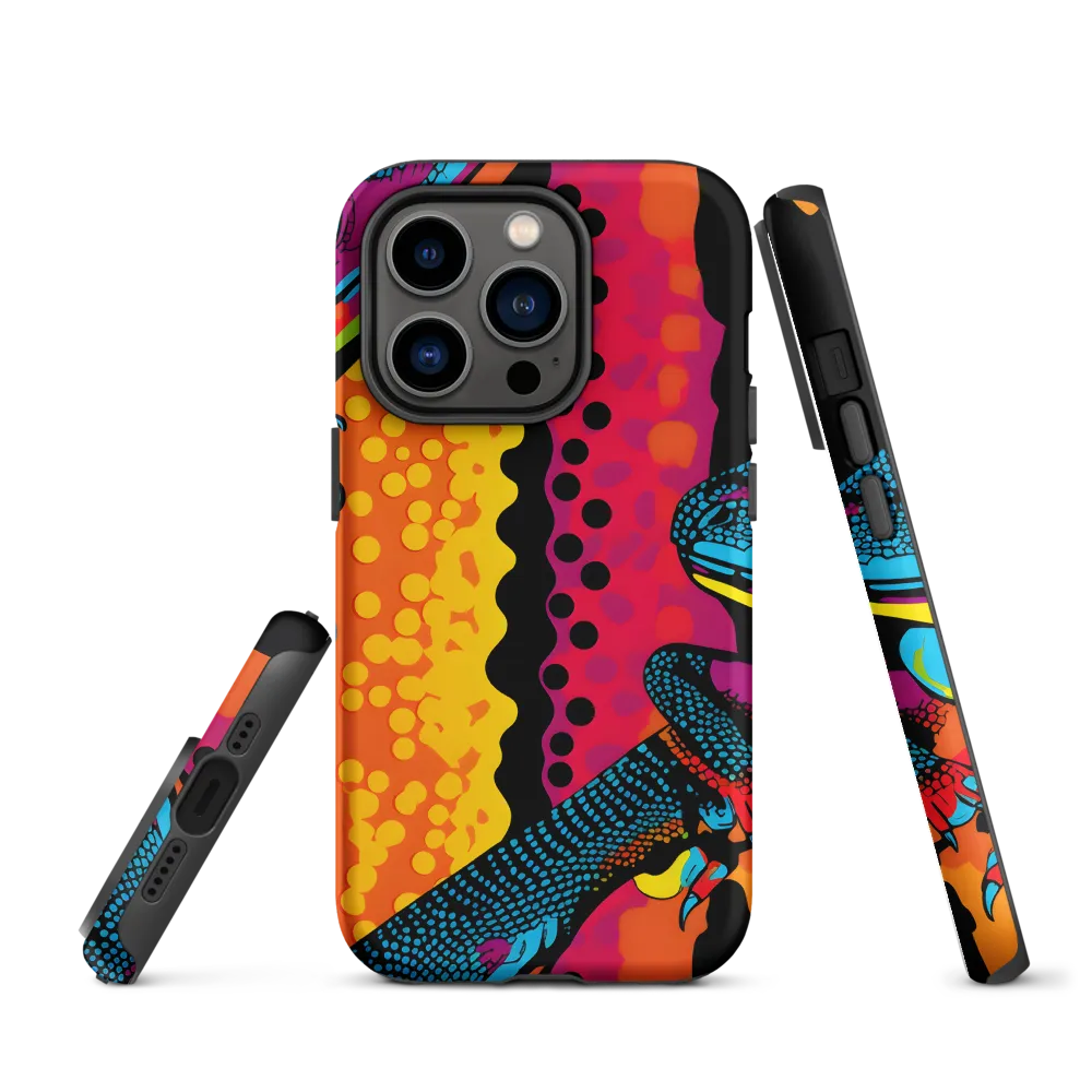 Colorful Encounters: The Playful Geckos | Phone Case |  14 Pro | Tough Case | Matte