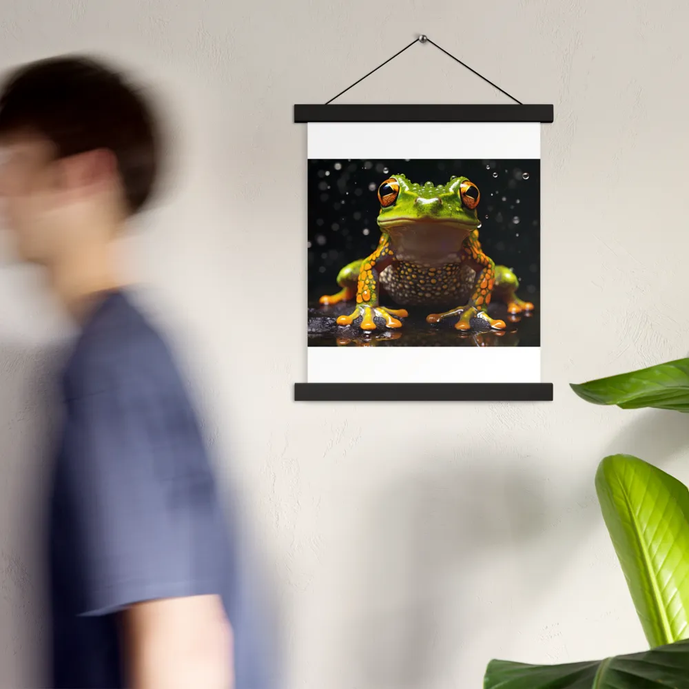 Emerald Elegance: The Frog in Focus | Poster With Black Wood Hanger | 11″×14″