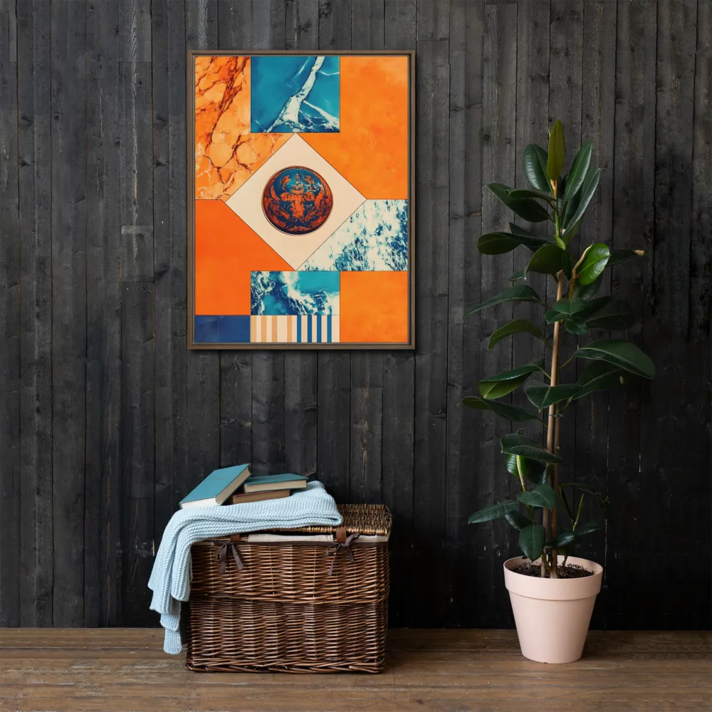 Harmonious Encounters: Abstract Geometry | Canvas with Brown Frame | 24″×32″