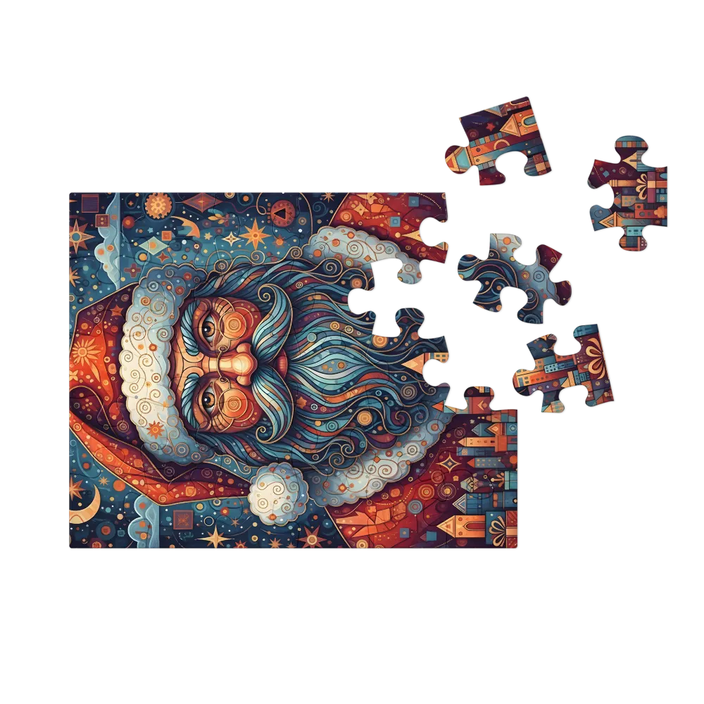 Starlit Santa 
 Jigsaw Puzzle in Tin Box