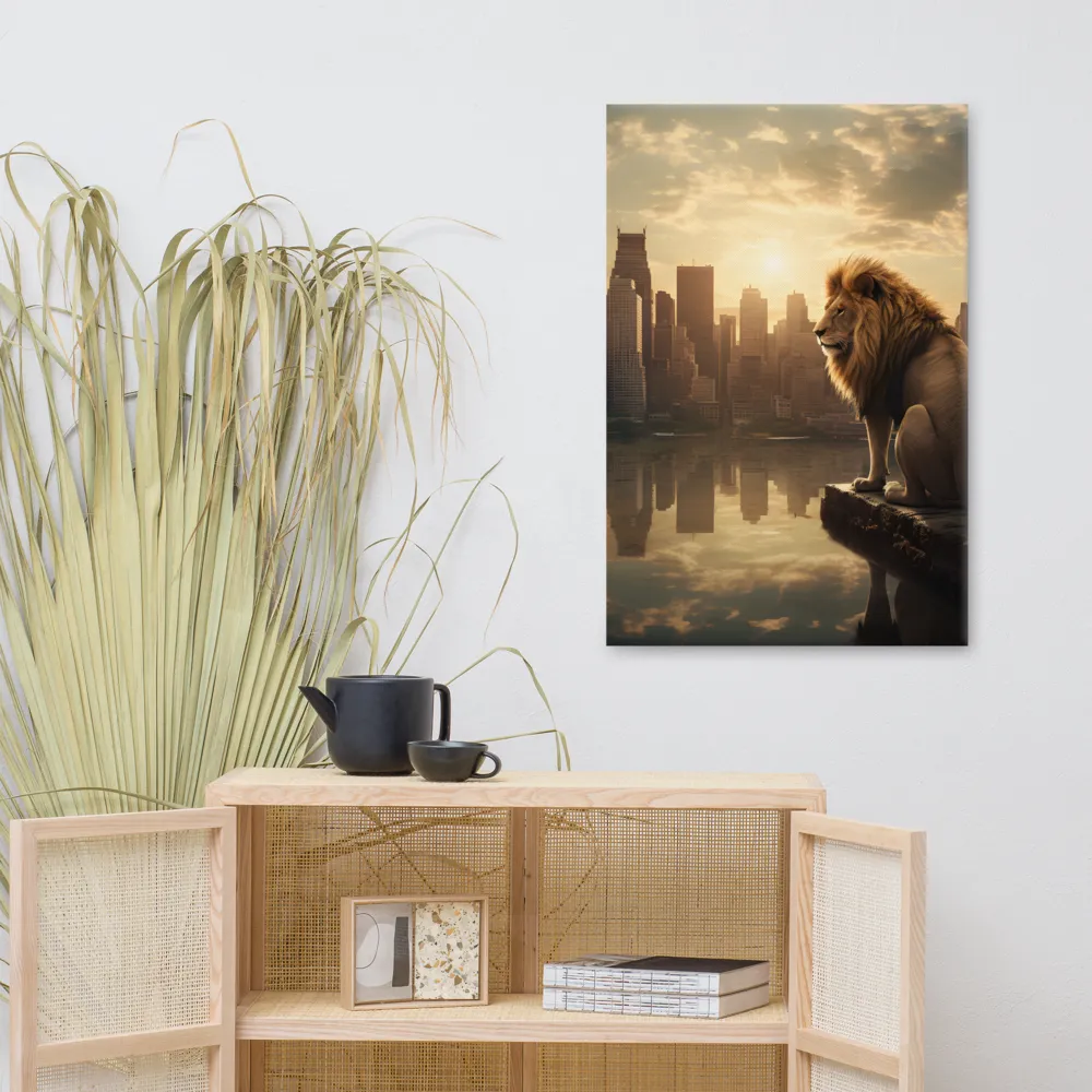 The Lion's Gaze Over the Urban Symphony