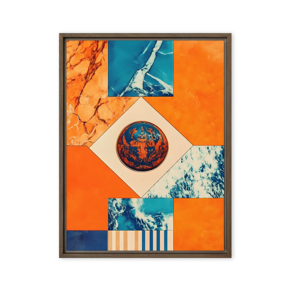 Harmonious Encounters: Abstract Geometry | Canvas with Brown Frame | 24″×32″