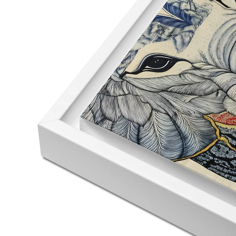 Majesty of the Elephant | Canvas with White Frame | 16″×16″