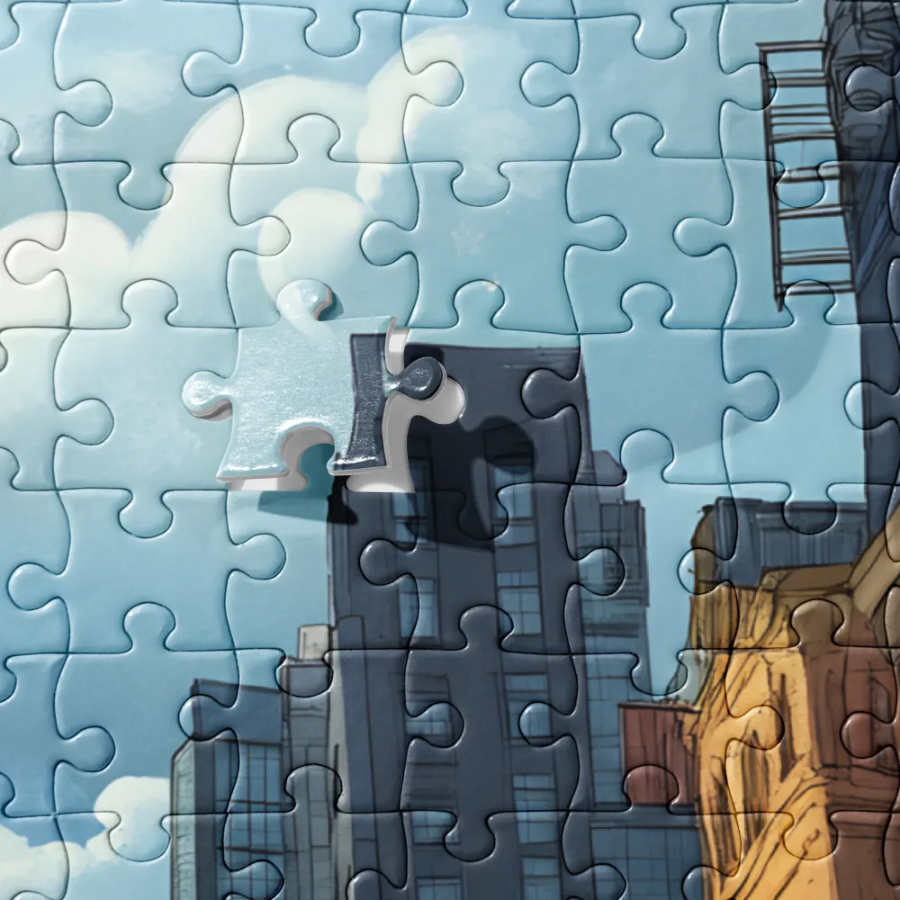 Urban Serenity: A Digital Cityscape | Jigsaw Puzzle | 252 pieces