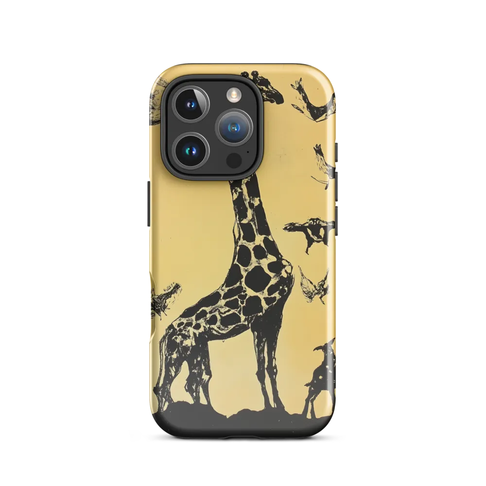 Whimsical Harmony of Giraffe and Birds