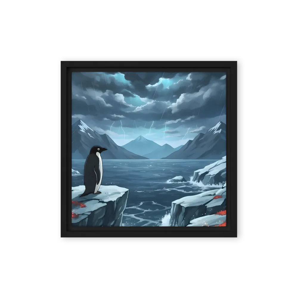 Stormwatch Penguin 
 Canvas with Black Frame