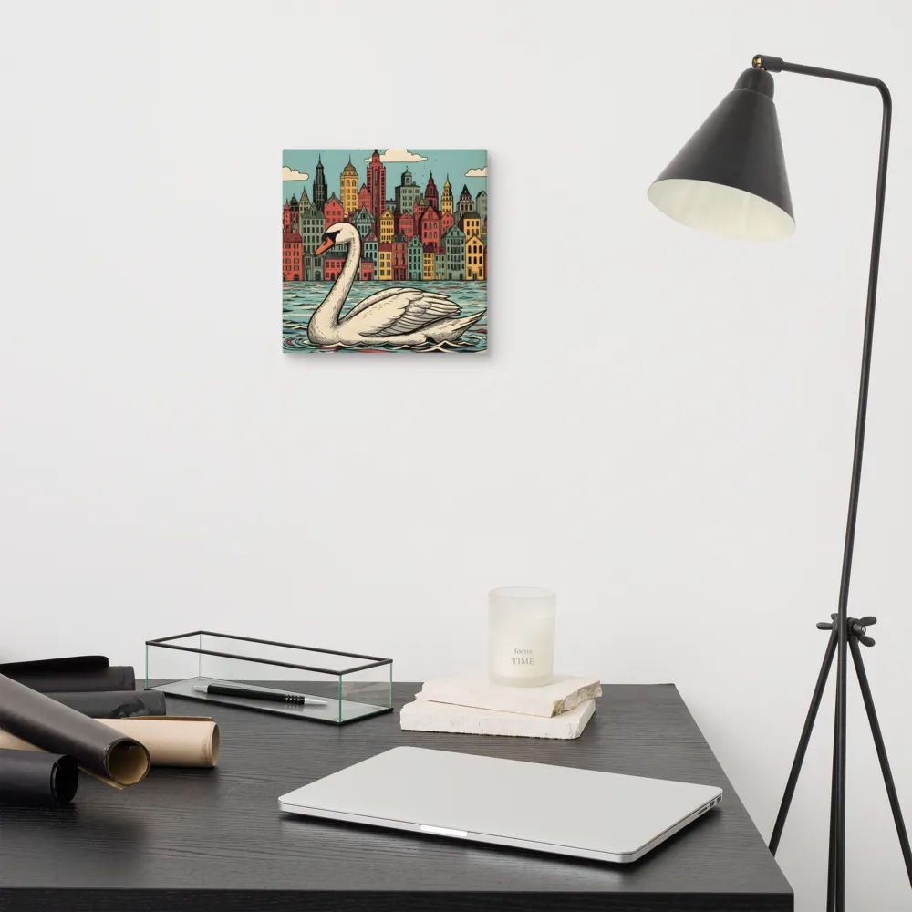 Swan in the City 
 Canvas | 10″x 10″