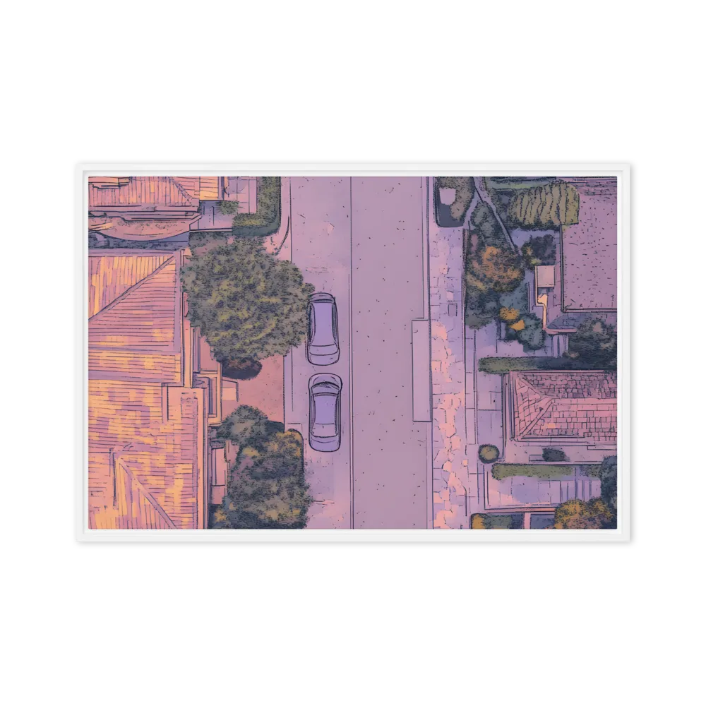 Aerial Serenity: Suburban Oasis | Canvas with White Frame | 24″×36″